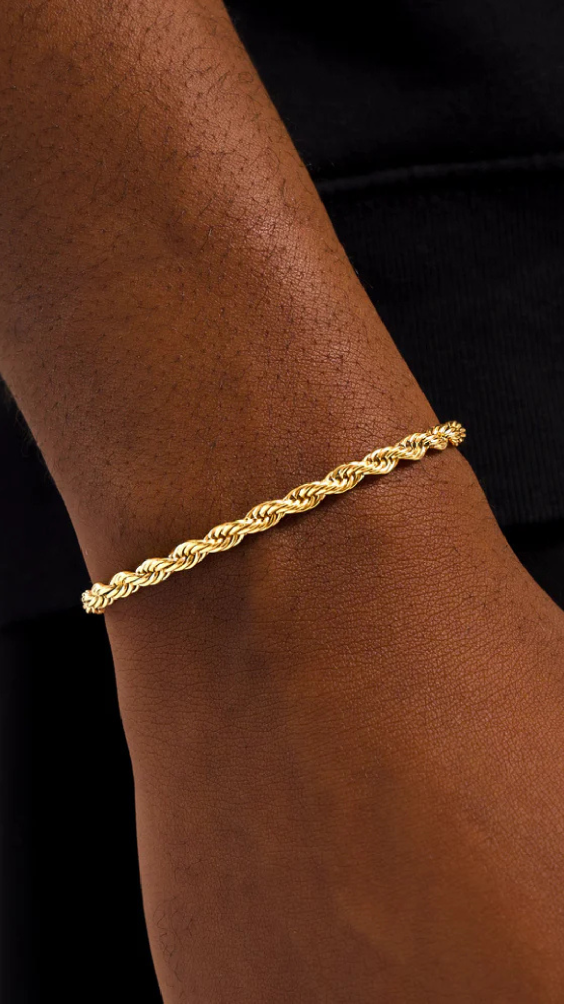 Pulsera de cuerda de oro de 3 mm