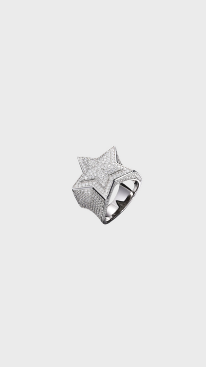 Star signet ring 925 silver