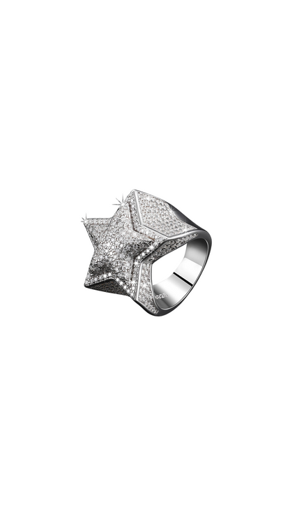 Star signet ring Argent 925